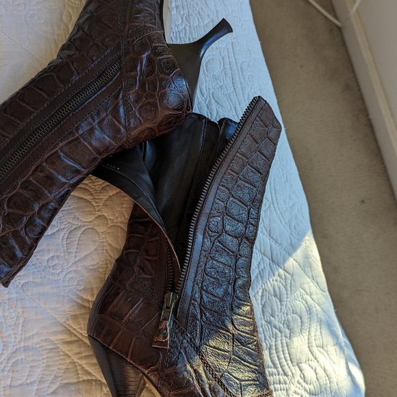 Miu Miu Embossed Crocodile  Boots  Size 39 - Picture 9 of 12